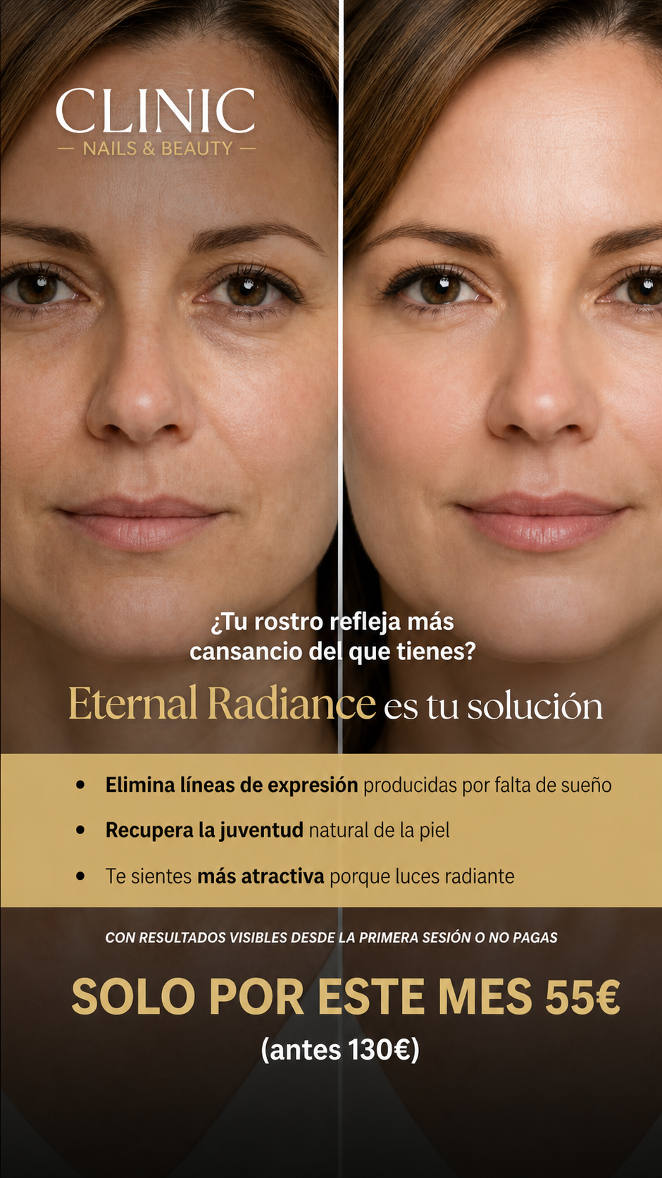 Clinic Nails & Beauty Facebook ad: Elimina las arrugas y reafirma tu rostro