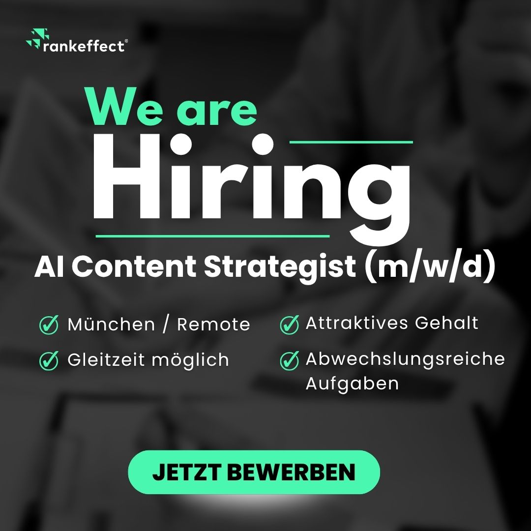 Rankeffect Online Marketing Facebook ad: AI Content Strategist (m/w/d) gesucht