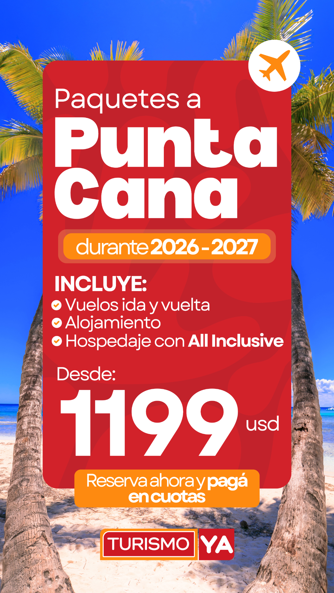 Turismoya - Agencia de Viajes Facebook ad: Punta Cana en Cuotas