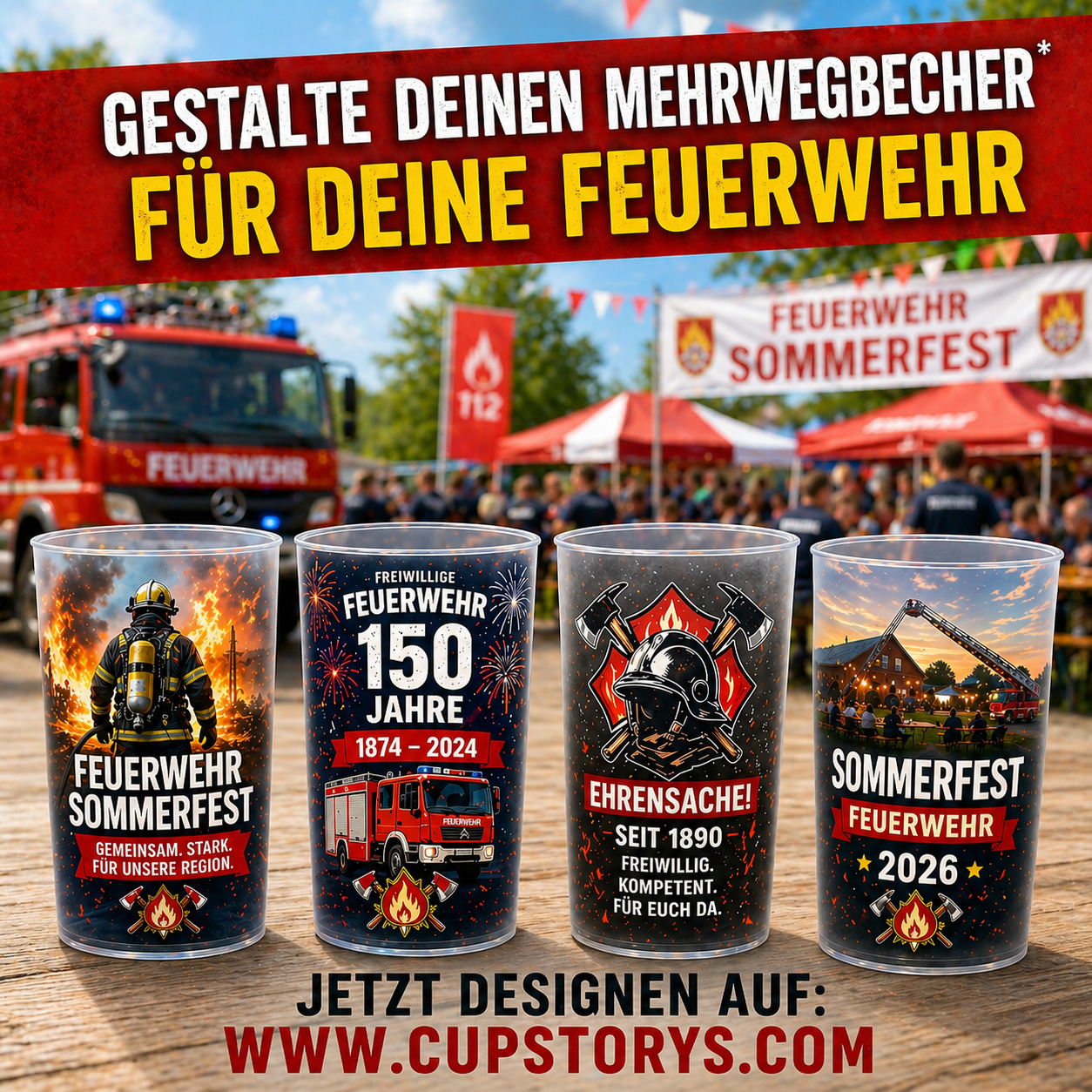 CUPSTORYS Facebook ad: Gestaltet jetzt Euren Becher!
