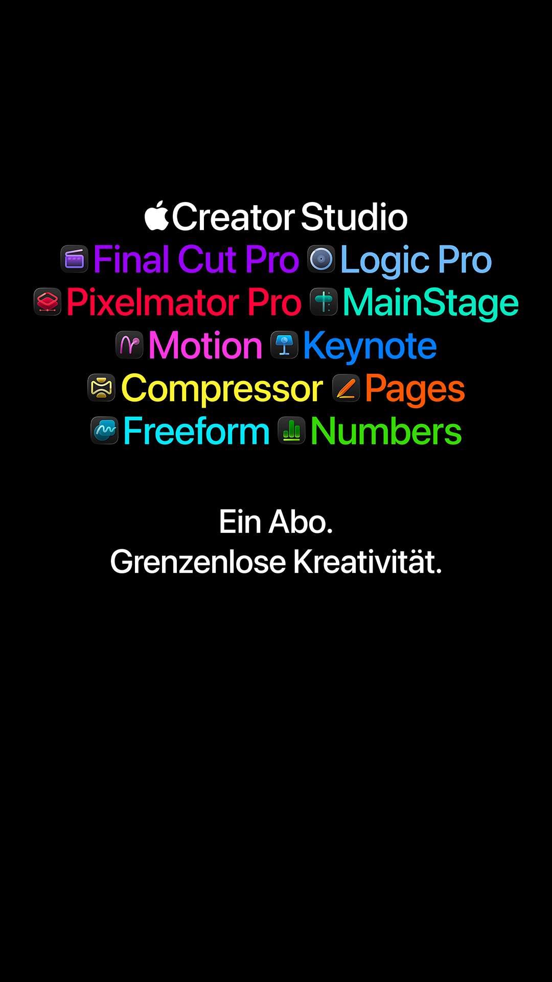 Apple Creator Studio Facebook ad: Hol dir die Tools, die deine Kreativität aufs…