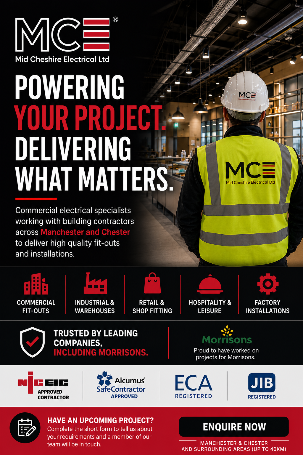 Mid Cheshire Electrical Ltd Facebook ad: Commercial Electrical Contractor Available For New Projects