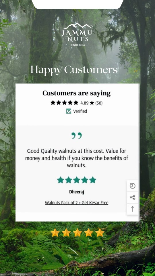 Jammu Nuts Facebook ad: Happy customers are truly our biggest motivation.