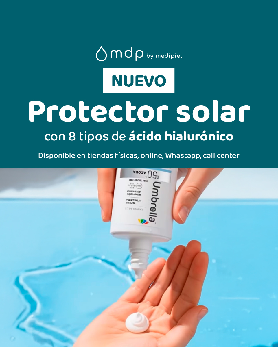 Medipiel Facebook ad: Nuevo Umbrella Acqua. Ahora en Mdp By Medipiel