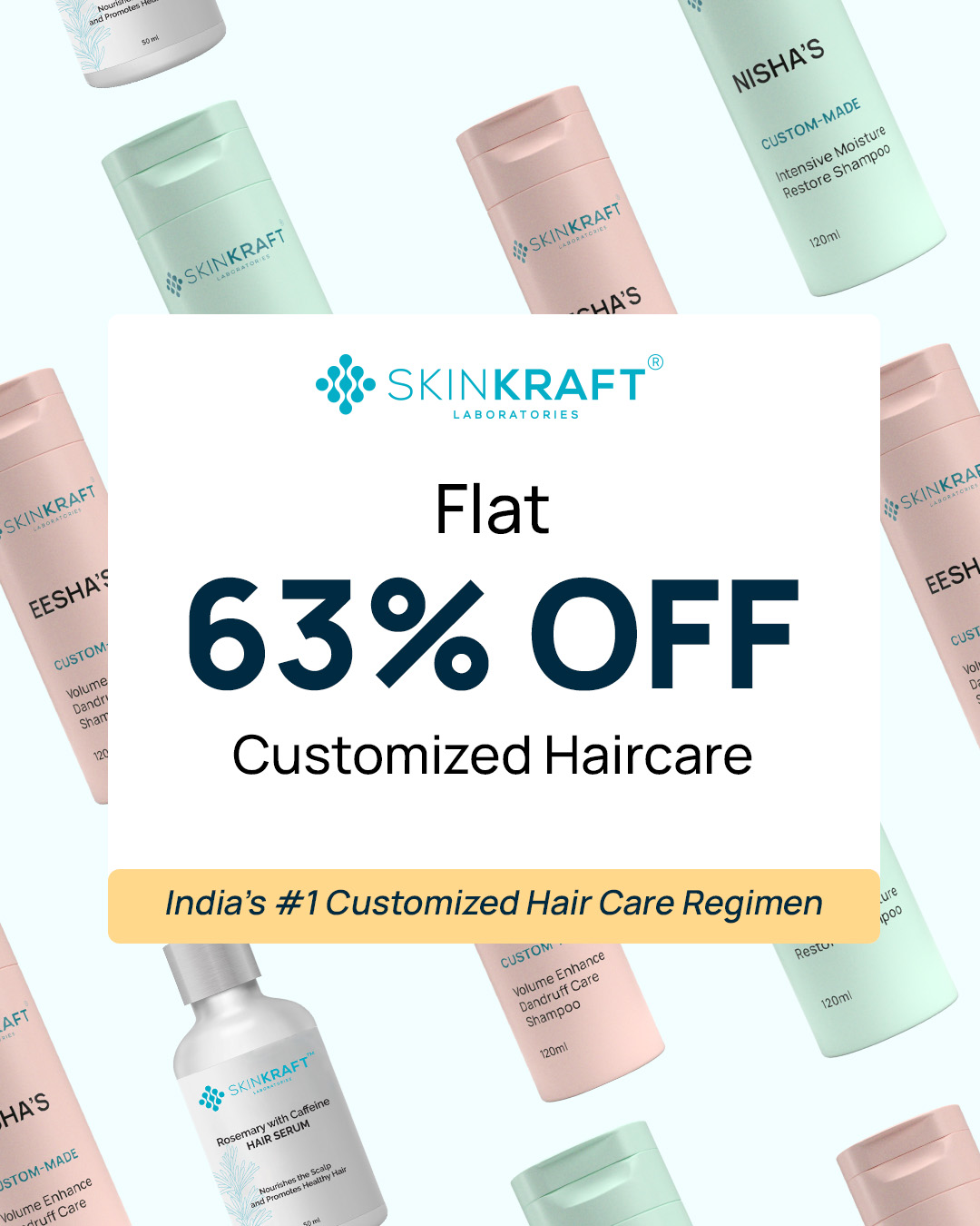 SkinKraft Facebook ad: Customised Hair Care Delivered To Your Door