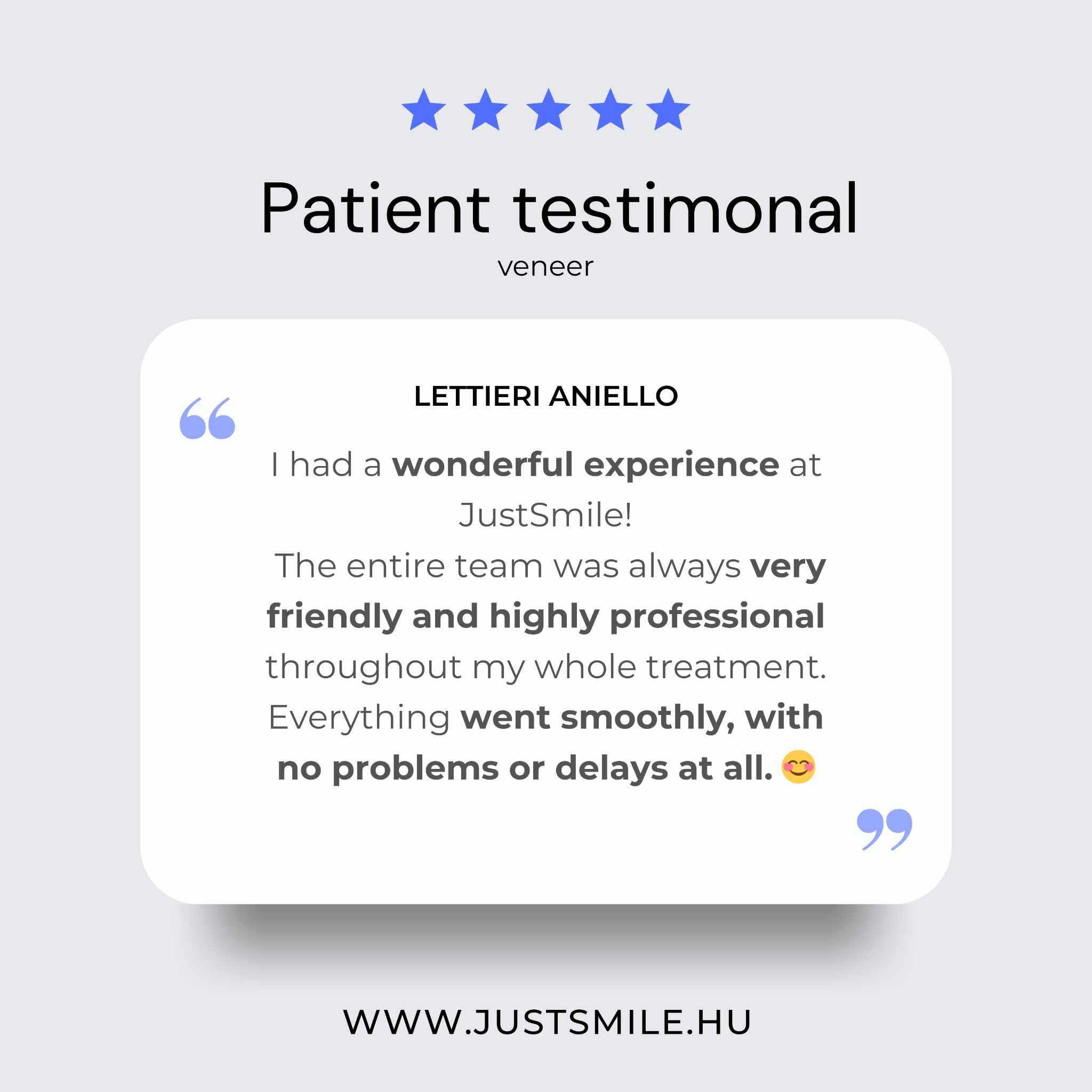 JustSmile Facebook ad: Real reviews, genuine smiles