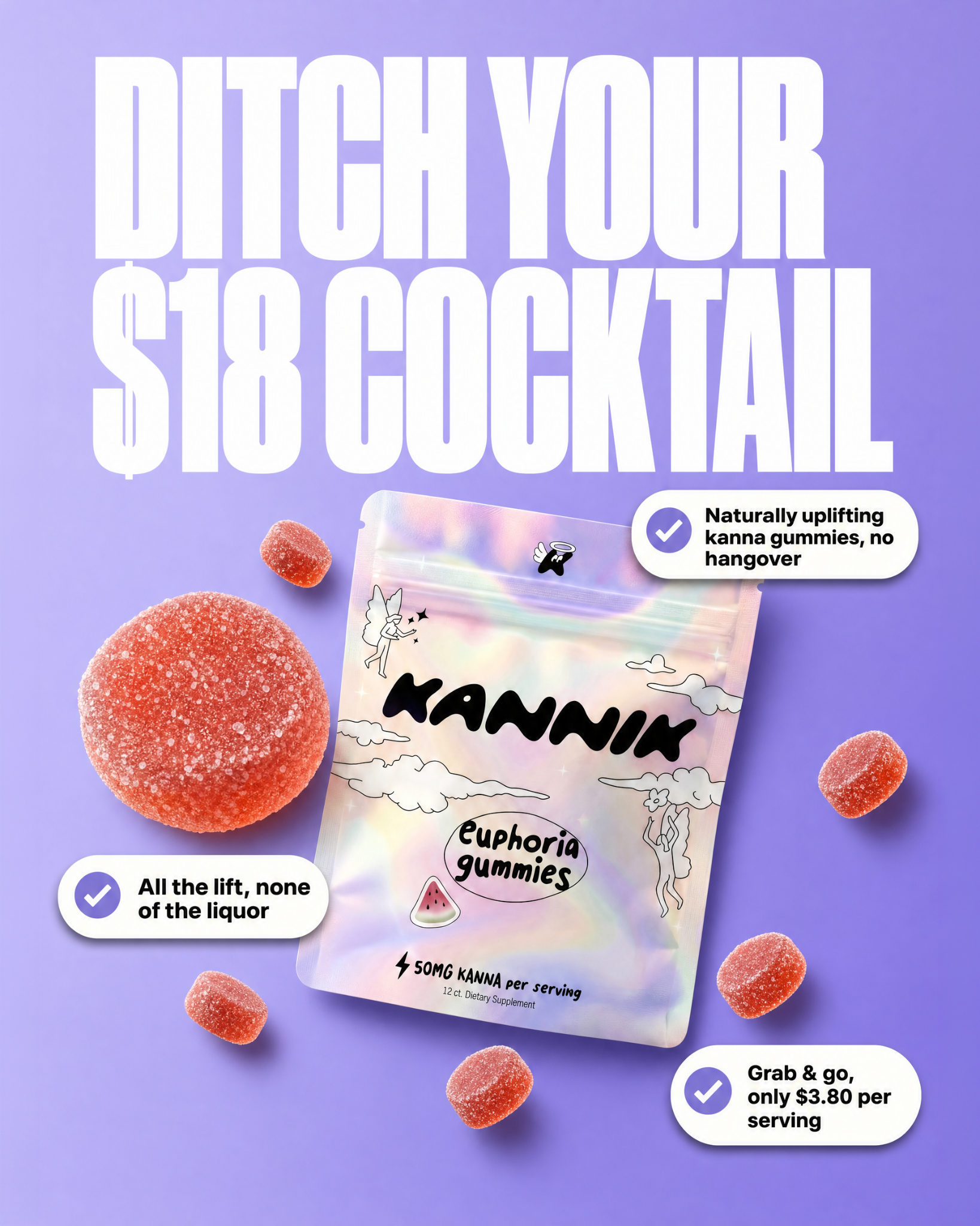 Kannik Facebook ad: Confidence without cocktails!