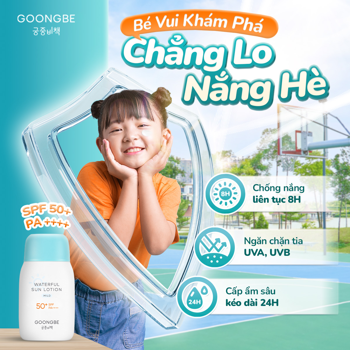 GOONGBE Việt Nam Facebook ad: Nắng hè rực rỡ, Đừng để con chỉ…