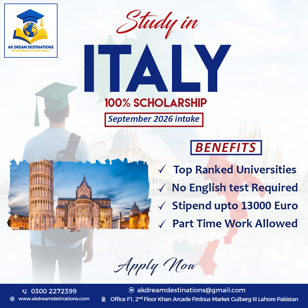 Scholarships In Europ Facebook ad: Study in Italy, Europe ka Smart & Affordable…