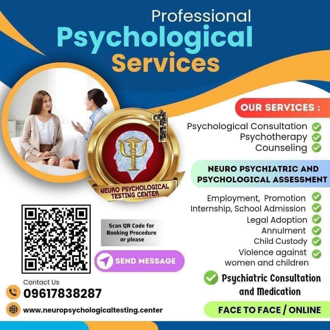 Neuro Psychological Testing Center Facebook ad: Comprehensive Psychological Services, Online & Face-to-Face