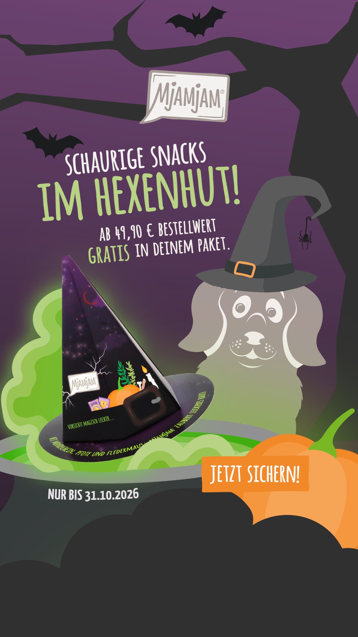MjAMjAM Petfood Facebook ad: Snacktastisches Halloween!