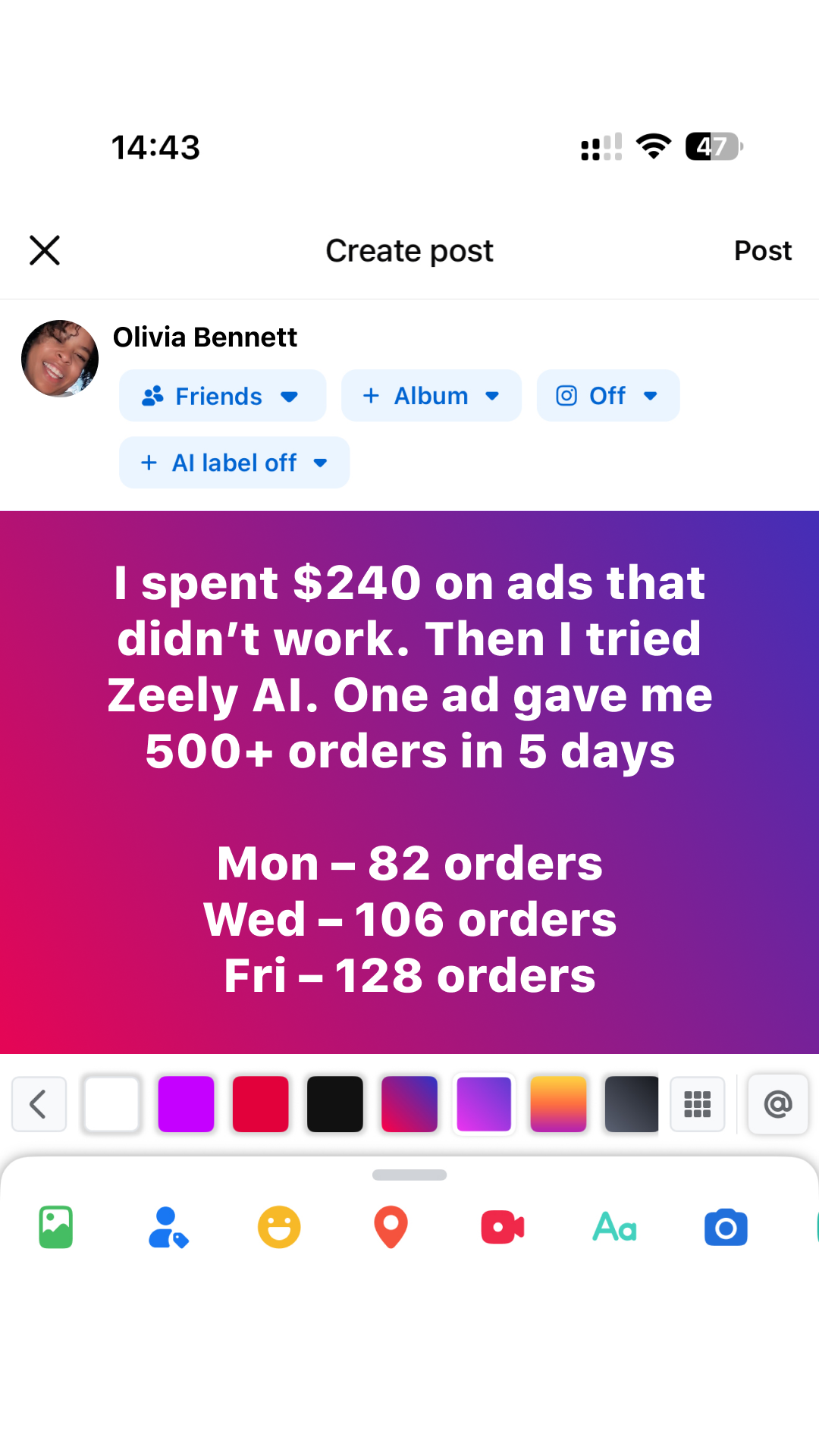 Zeely Facebook ad