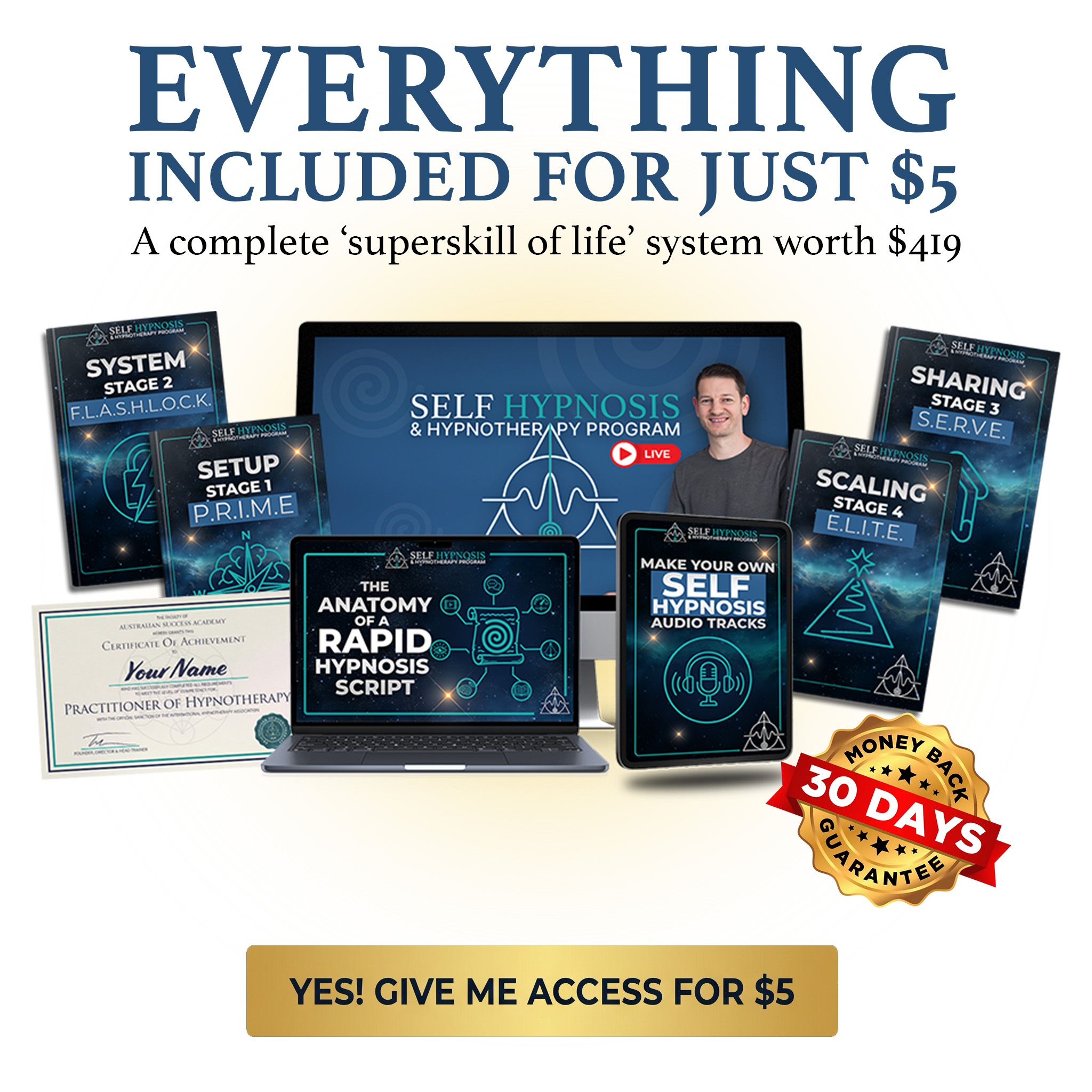 Shane Fozard Facebook ad: Take the $5 Self Hypnosis Experiment Yourself