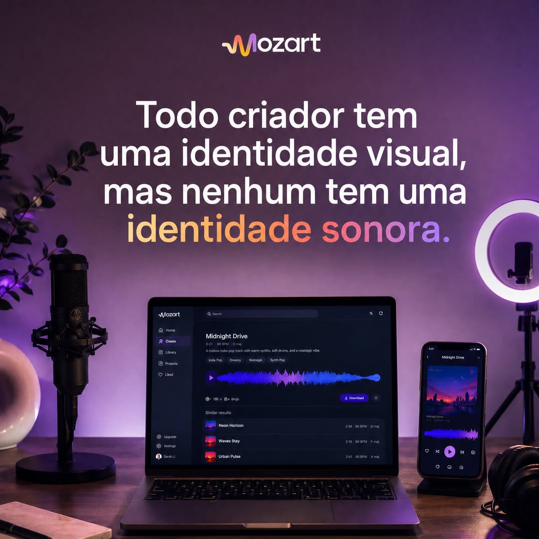 Mozart Music Facebook ad: Make a song from one prompt