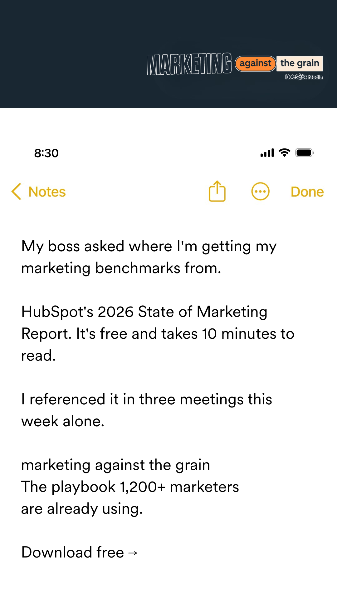 Marketing Against the Grain Facebook ad