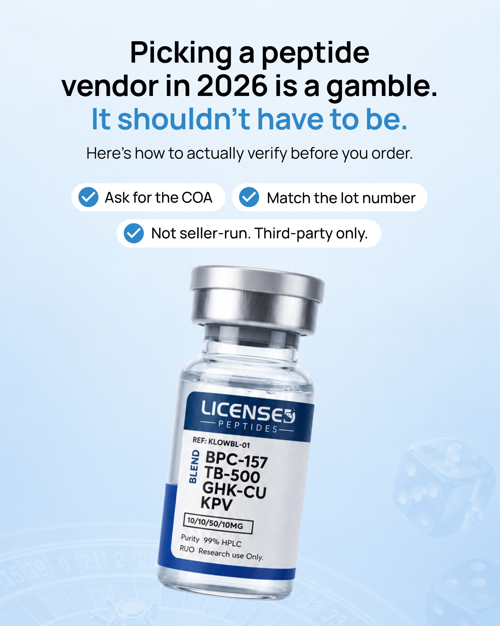Licensed Peptides Facebook ad: Verify it yourself in 10 seconds