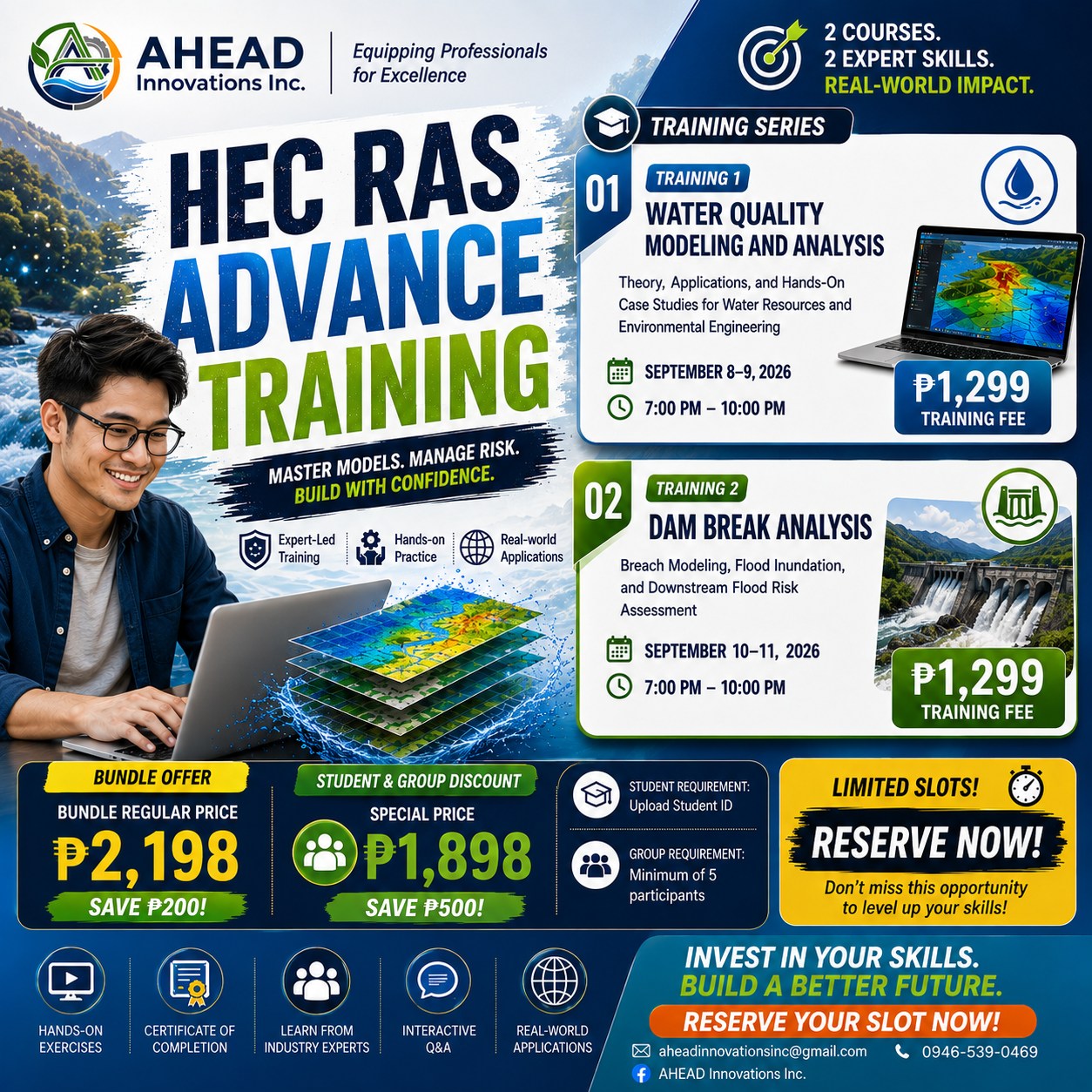 AHEAD Innovations Inc. Facebook ad: BECOME A HEC-RAS SPECIALIST | SEPTEMBER TRAINING SERIES…