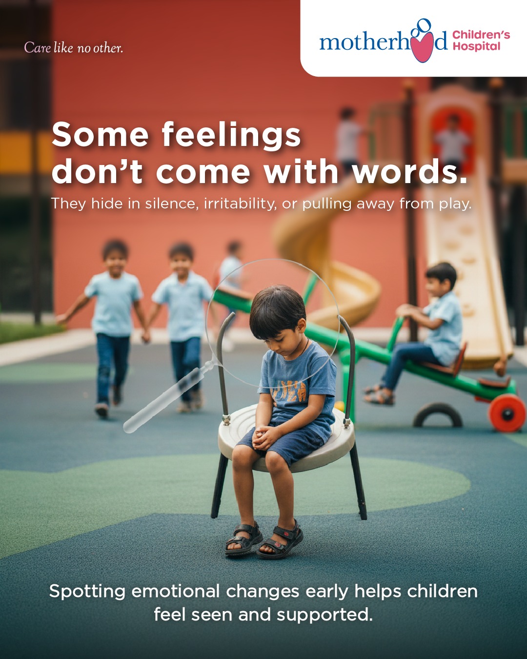 Motherhood Children's Hospital Facebook ad: Not every feeling can be spoken aloud.