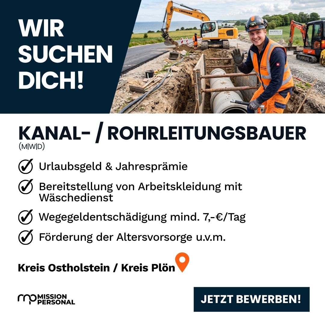 Job Finder Facebook ad: Kanal-/Rohrleitungsbauer (m/w/d) gesucht!