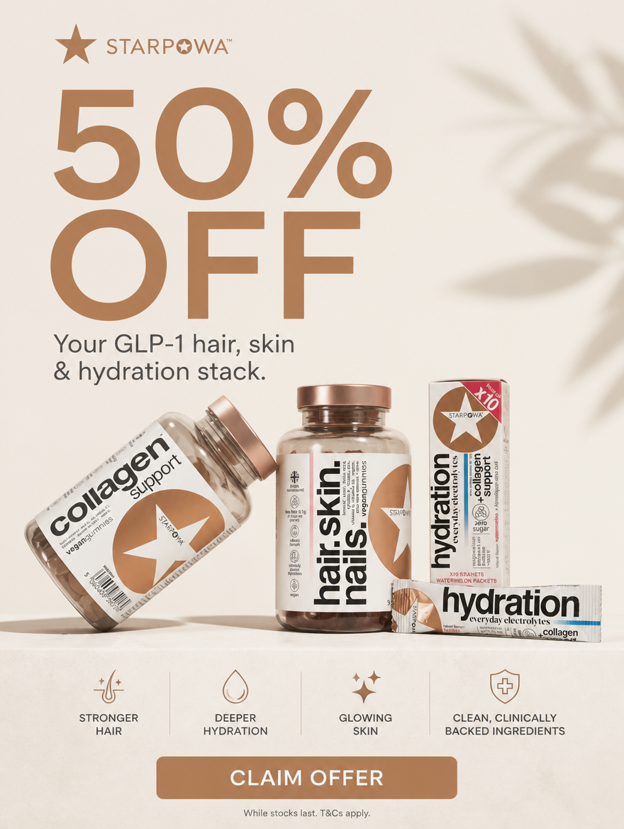 STARPOWA Facebook ad: 50% Off Your First Order + Free Shipping