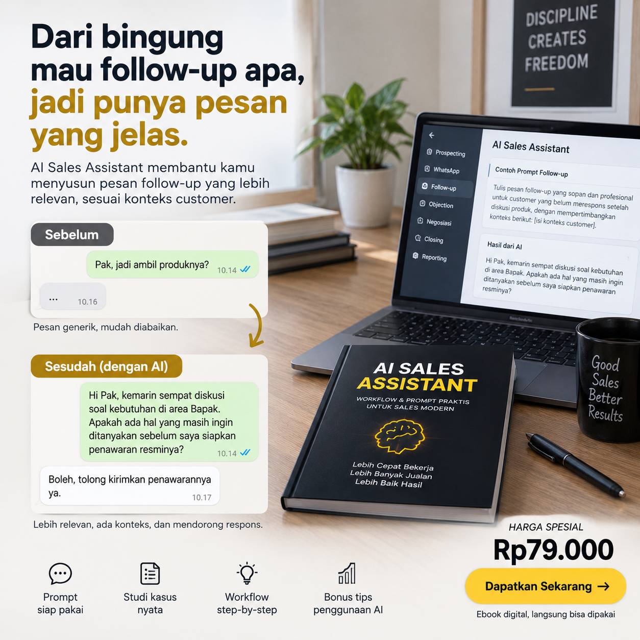Kios Kita COD Facebook ad: Dapatkan AI Sales Assistant Rp79.000.