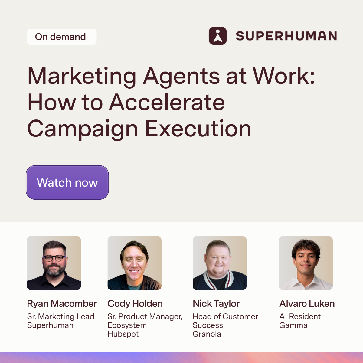 Superhuman Facebook ad: See marketing agents at work | Watch On Demand