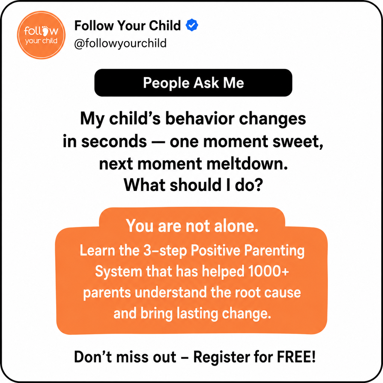 Follow Your Child Parenting Services Facebook ad