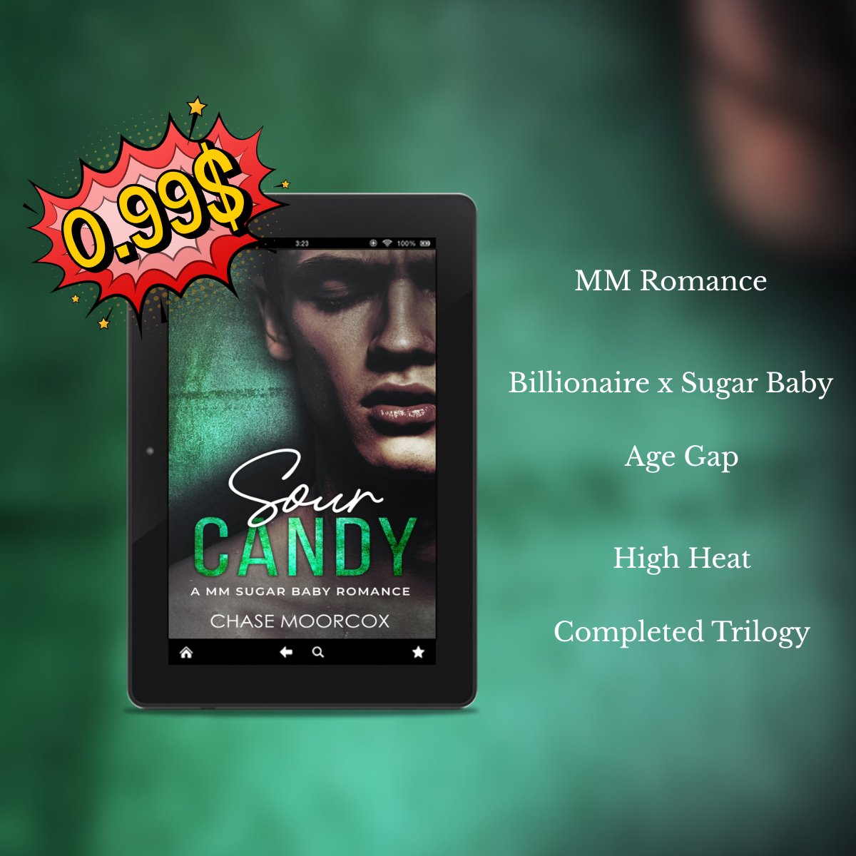 Chase Moorcox - MM Romance Author Facebook ad: SOUR CANDY by Chase Moorcox is 99c on Amazon or free in…