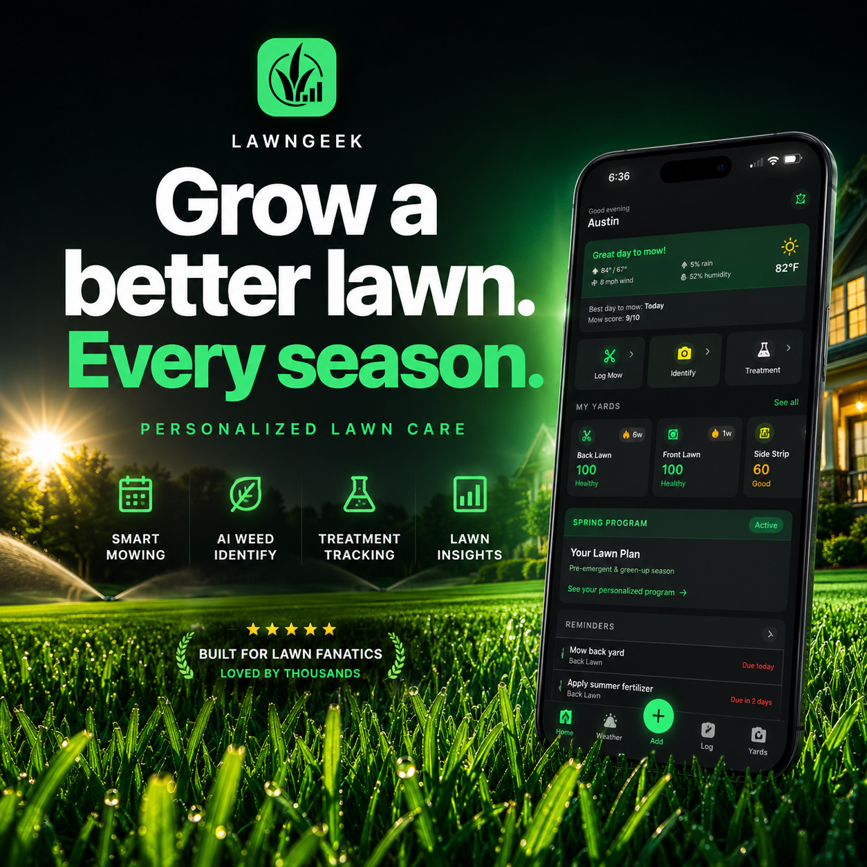 LawnGeek Facebook ad: Most homeowners guess.