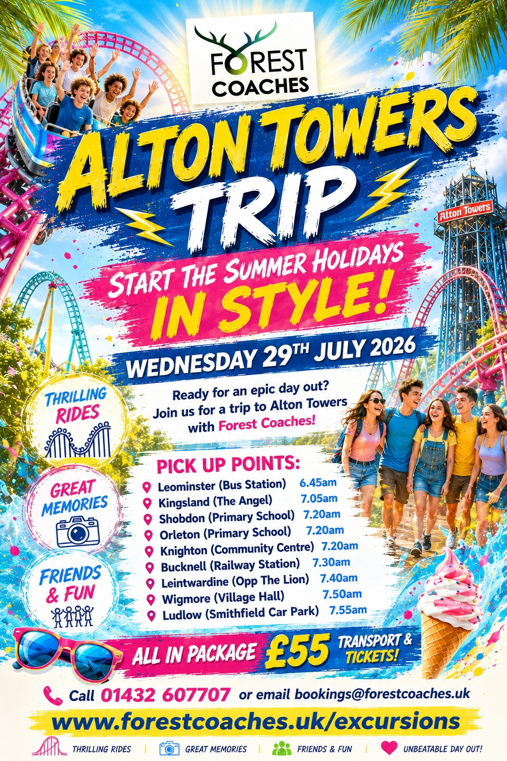 Forest Coaches Facebook ad: SUMMER HOLIDAYS ARE NEARLY HERE, LET THE ADVENTURE…