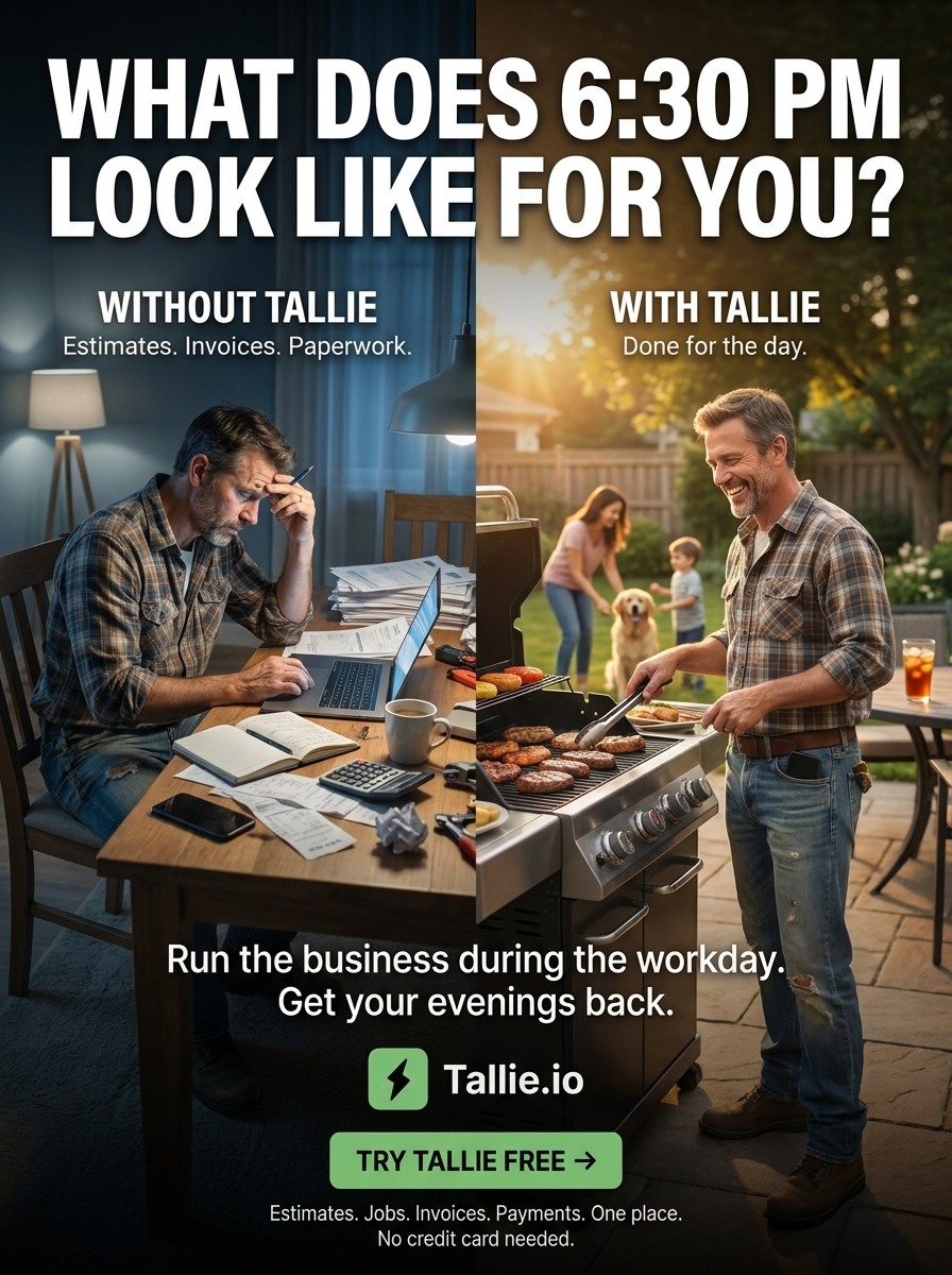 Tallie.io Facebook ad: Tallie for Service Pros | AI Service Business Software
