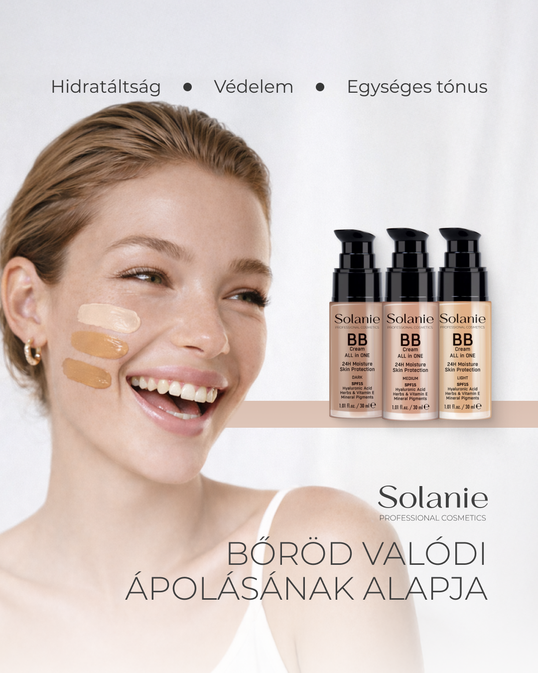 Solanie Professional Cosmetics Facebook ad: Természetes fedés, valódi ápolás
