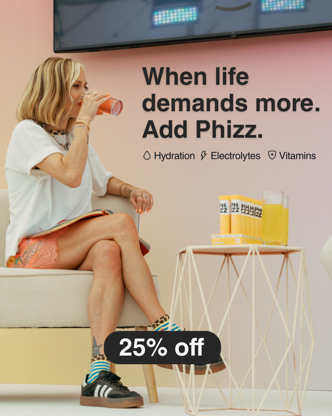 Phizz Facebook ad: 25% Off Your First Order