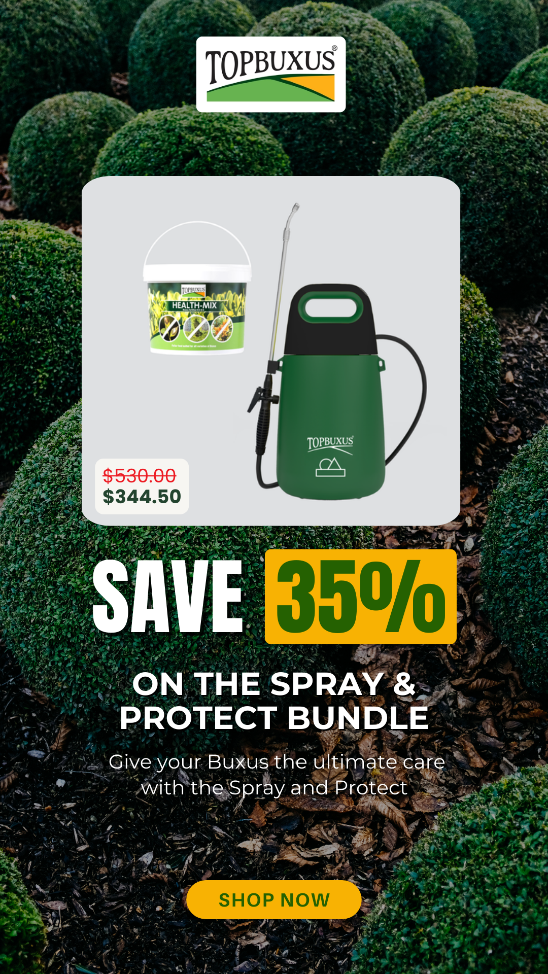 Topbuxus Garden Care Facebook ad from May 19, 2026