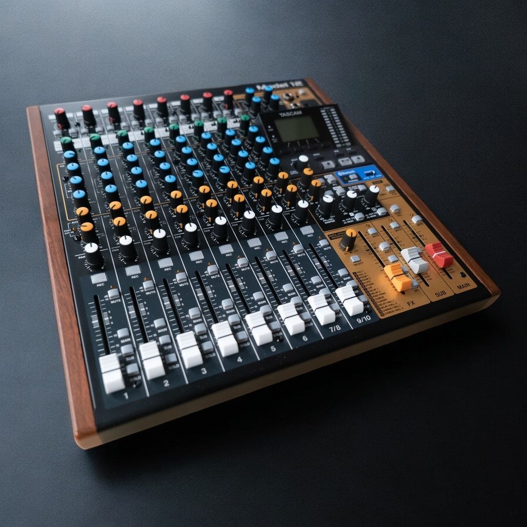 TASCAM Facebook ad: Record & Mix Like a Pro, Grab Your Model 12 today!