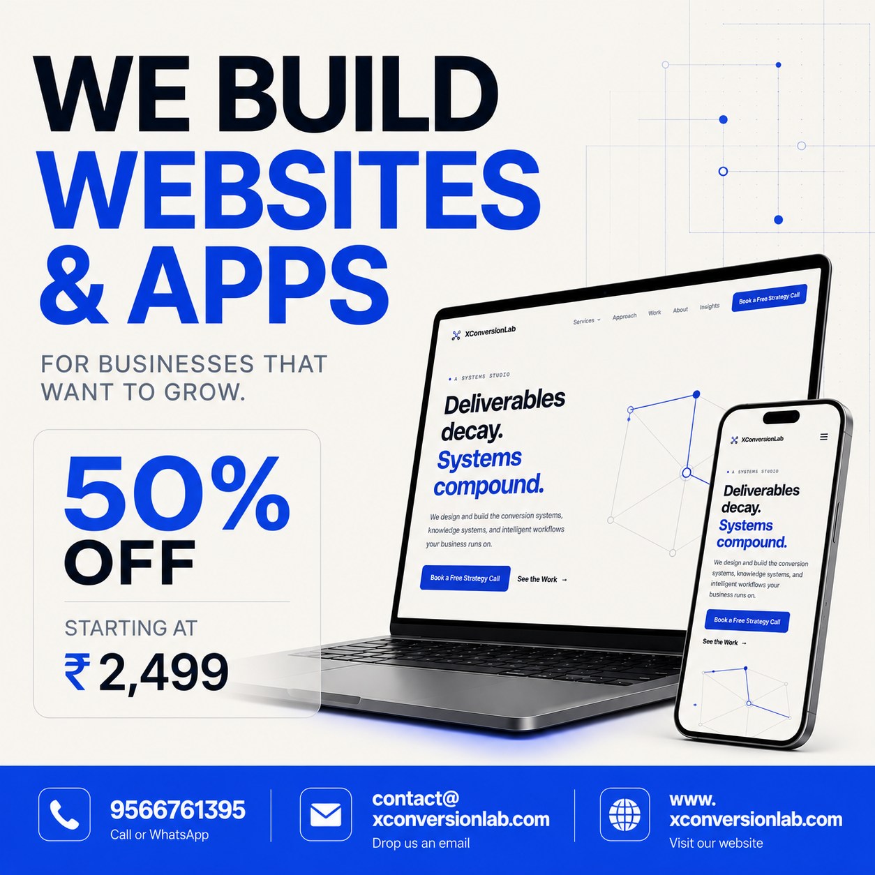 Prithvi Raj Facebook ad: Website Design & Mobile App Development, 50% Launch Offer