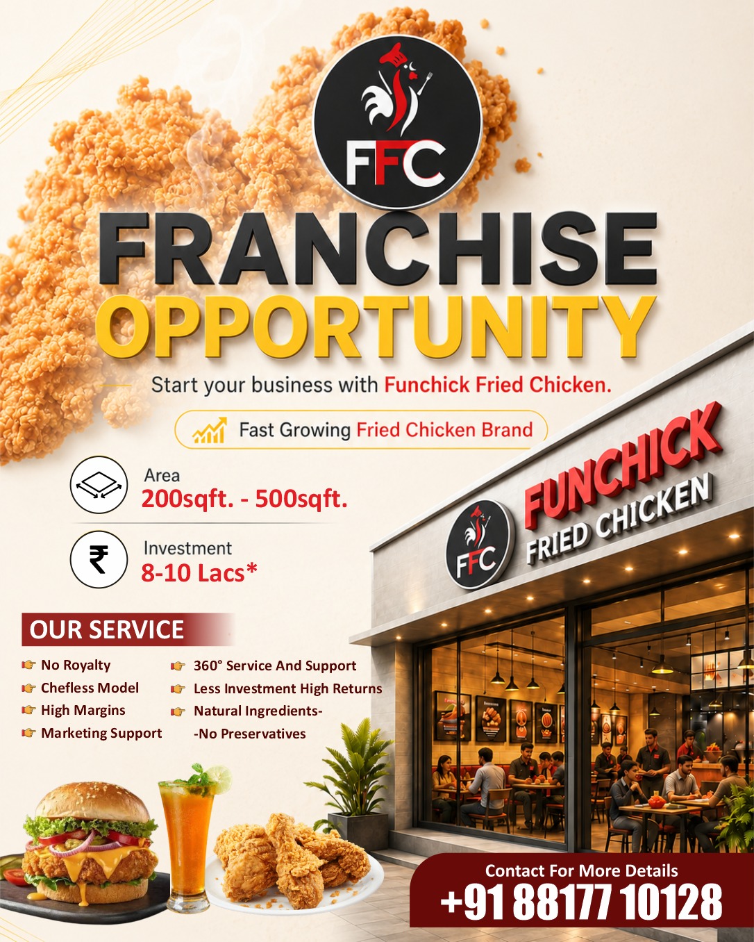 FunChick Fried Chicken Facebook ad: Own a Funchick Fried Chicken Franchise