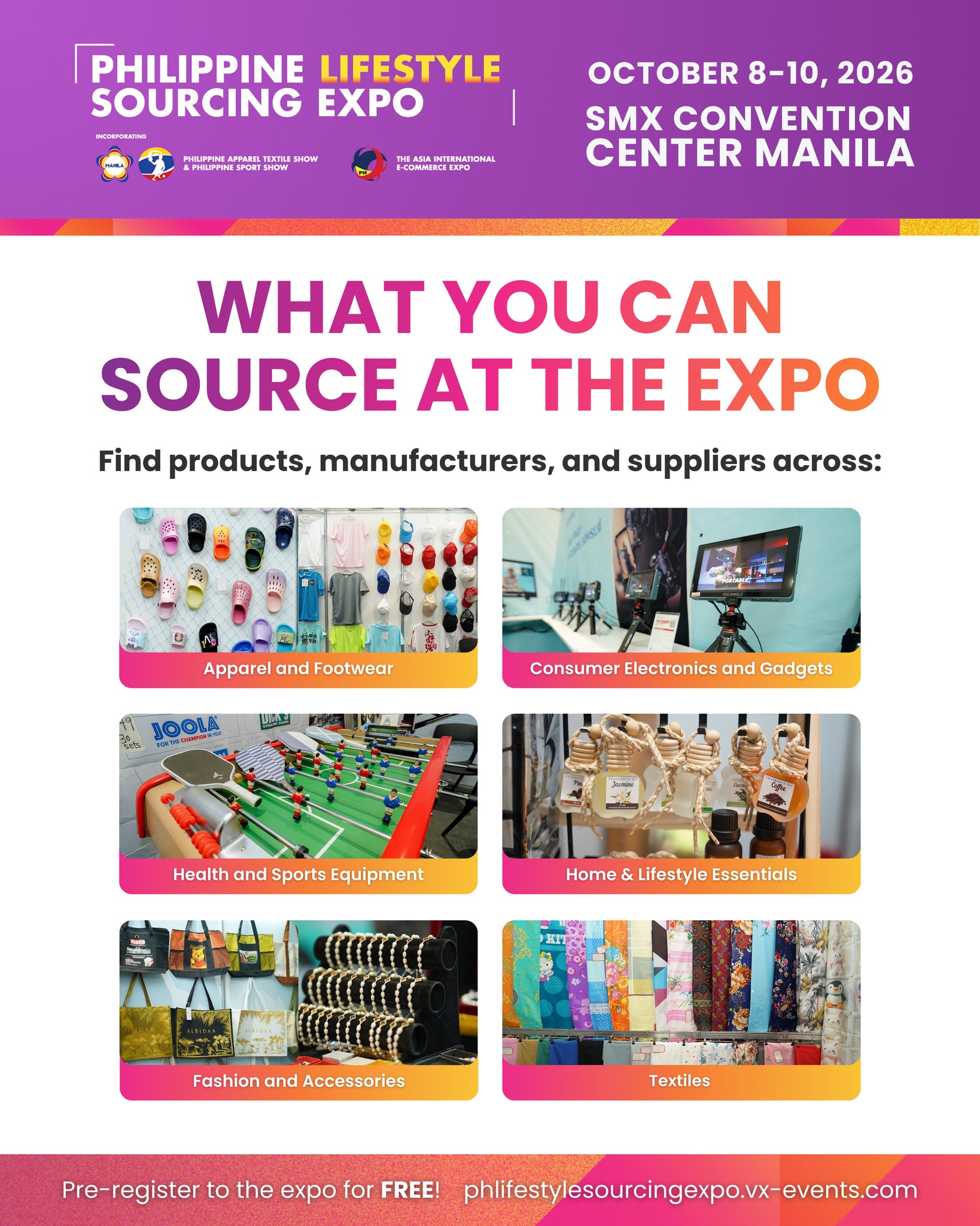 Philippine Lifestyle Sourcing Expo Facebook ad: Gain access to the best suppliers by registering for FREE!