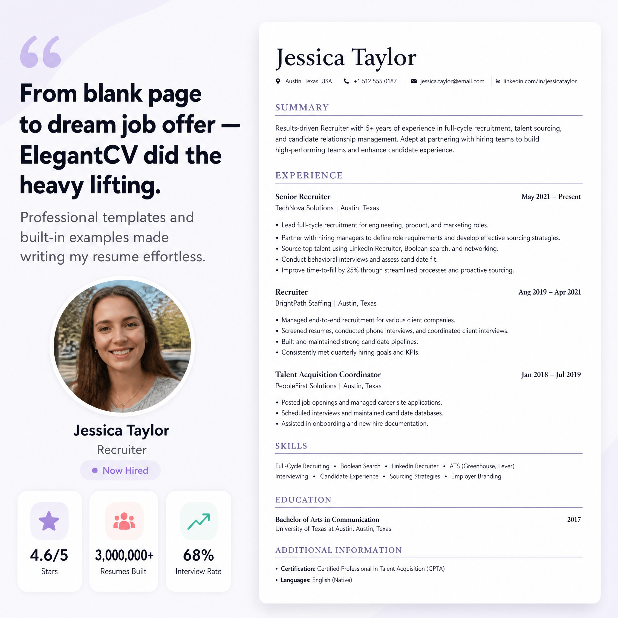 Elegant CV Facebook ad