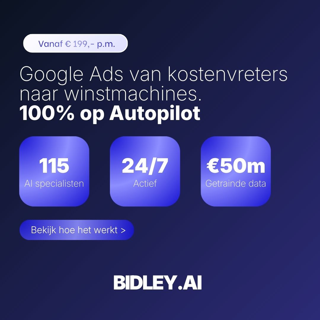 Bidley.ai - 24/7 AI Google Ads optimalisatie Facebook ad