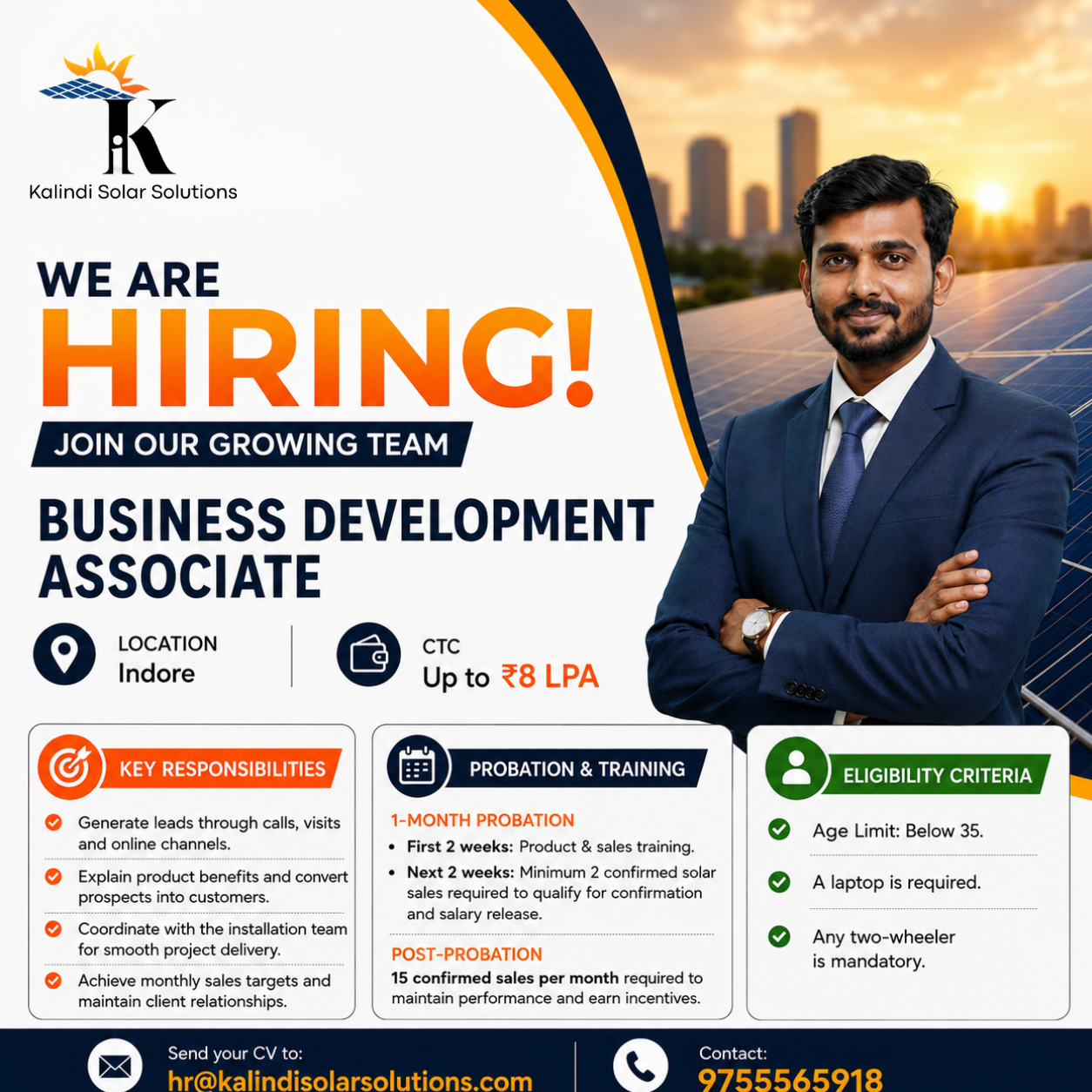 Kalindi Solar Solutions Facebook ad: We’re Hiring: Business Development Associate for Solar
