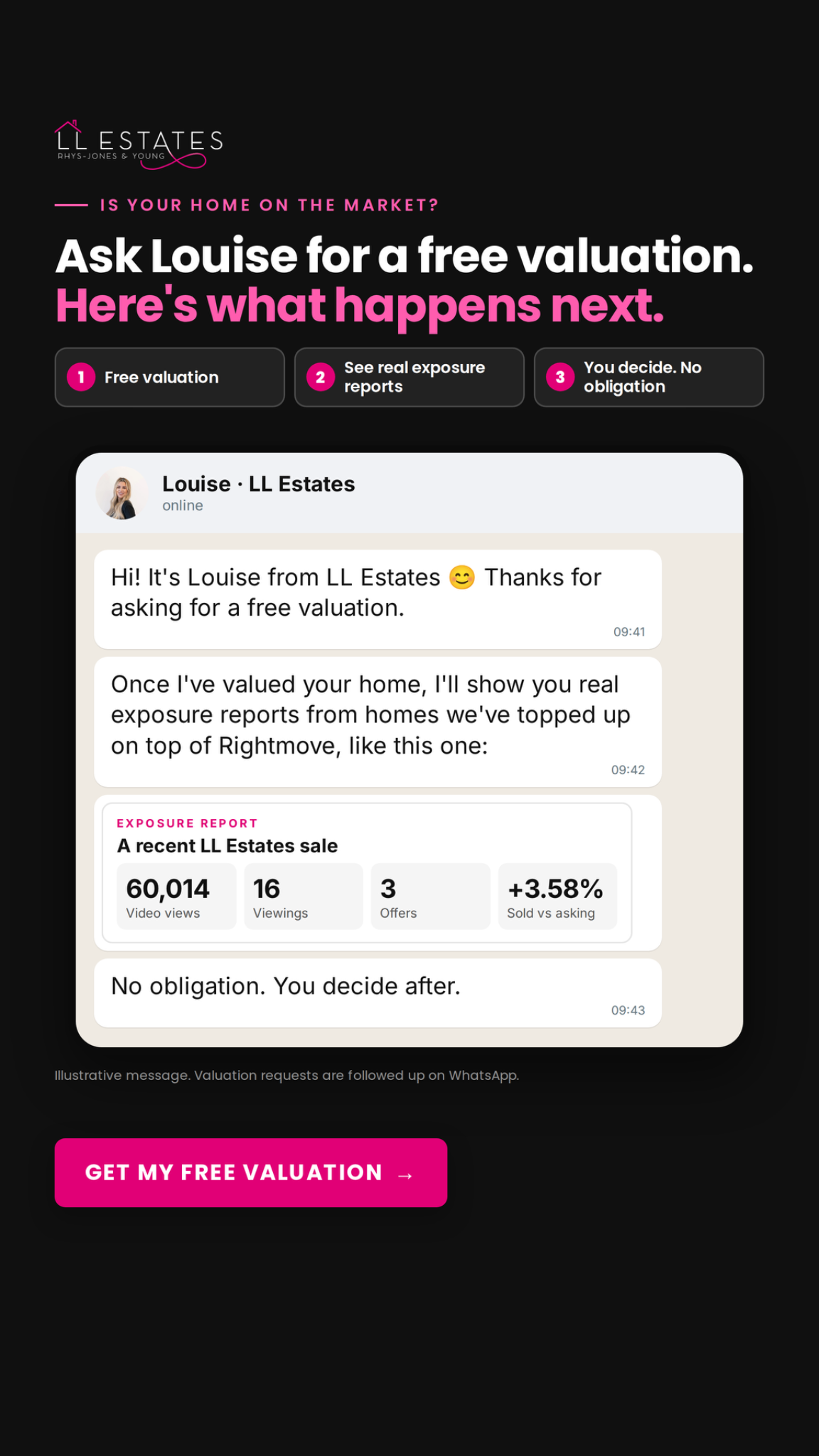 LL Estates Facebook ad: Click for your Free Valuation.