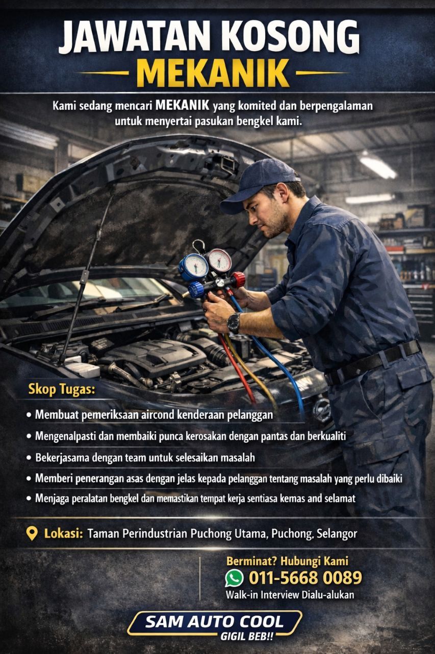 Sam Auto Cool Facebook ad: Berminat wasap kami sekarang kami mencari 5 yang…
