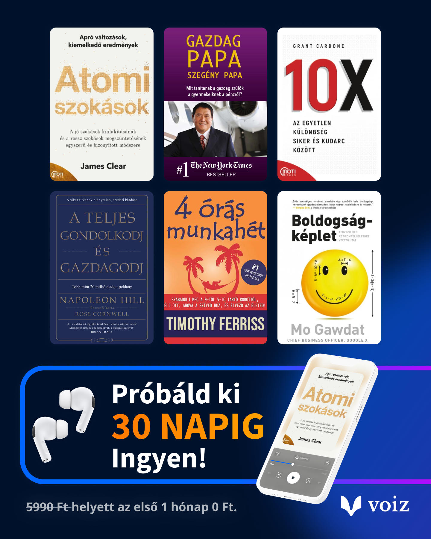 Voiz Hangoskönyvtár Facebook ad from Jan 12, 2026
