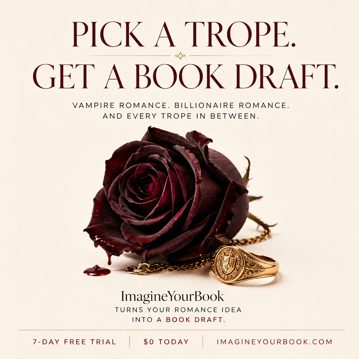 Imagineyourbook.com Facebook ad: He Needs a Plot