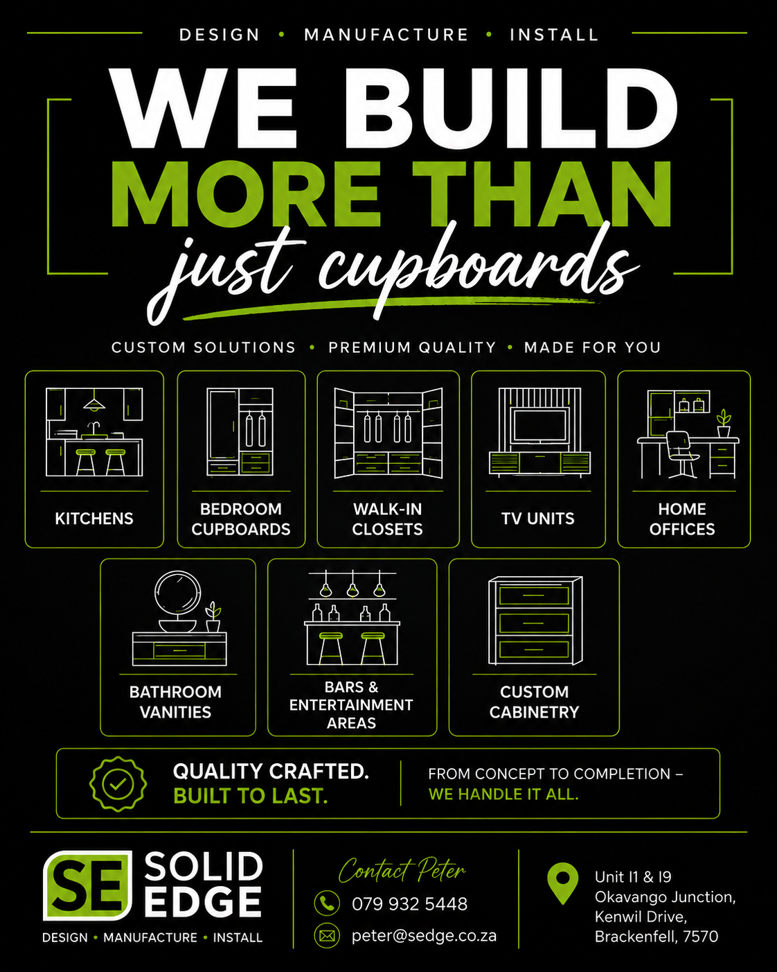 Solid Edge Cabinetry Facebook ad: Custom Kitchens & Built-In Cupboards Cape Town | Solid Edge