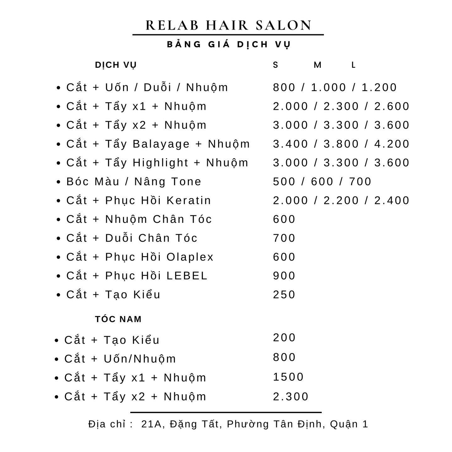 RELAB SALON Facebook ad