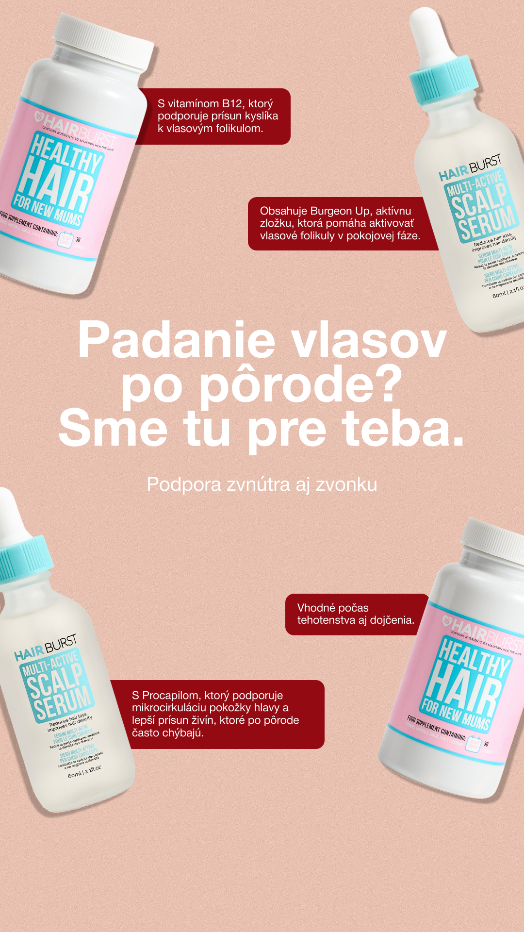 Hairburst SK.CZ Facebook ad: Pre nové mamičky