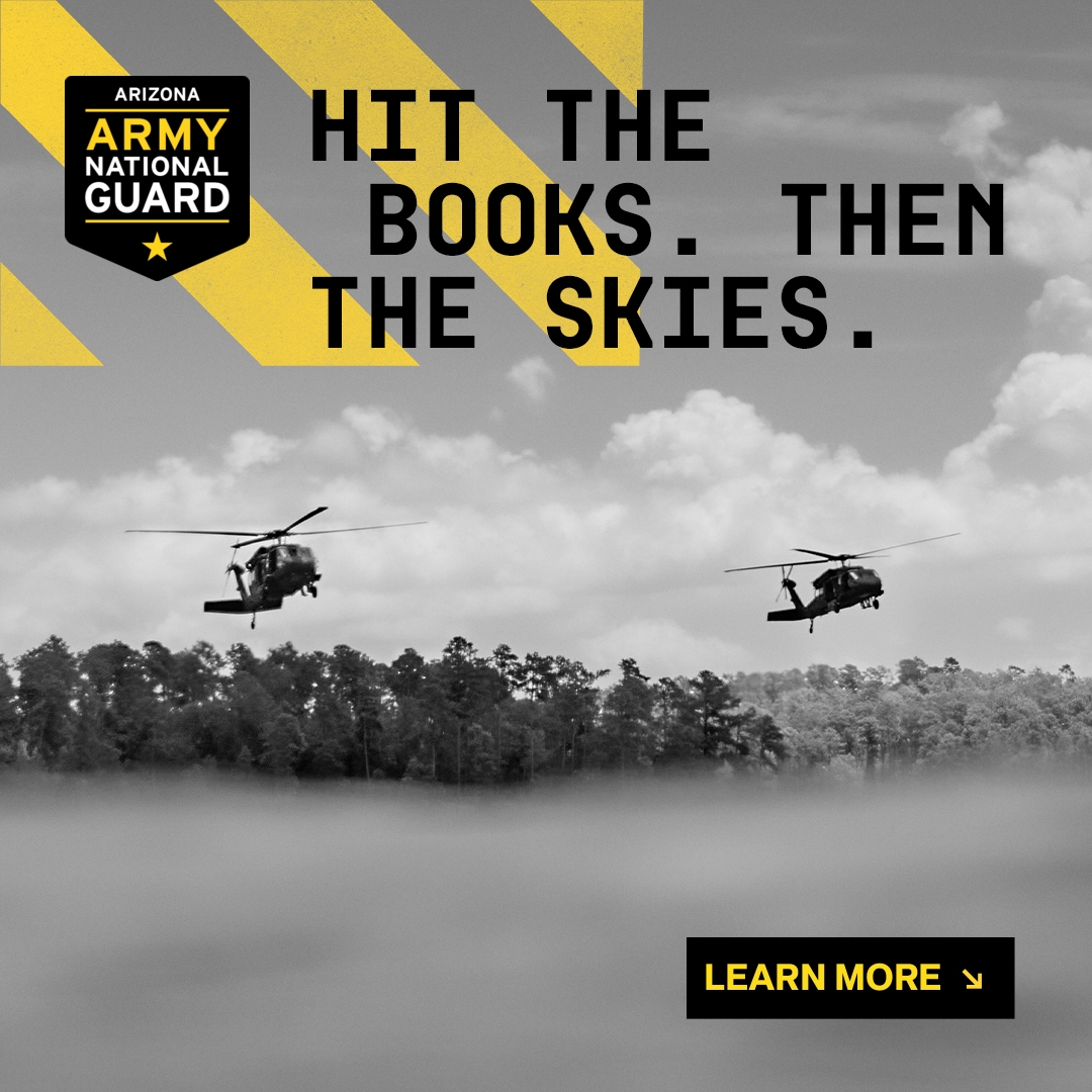Arizona Army National Guard Recruiting Facebook ad: Hit The Books, Then The Skies