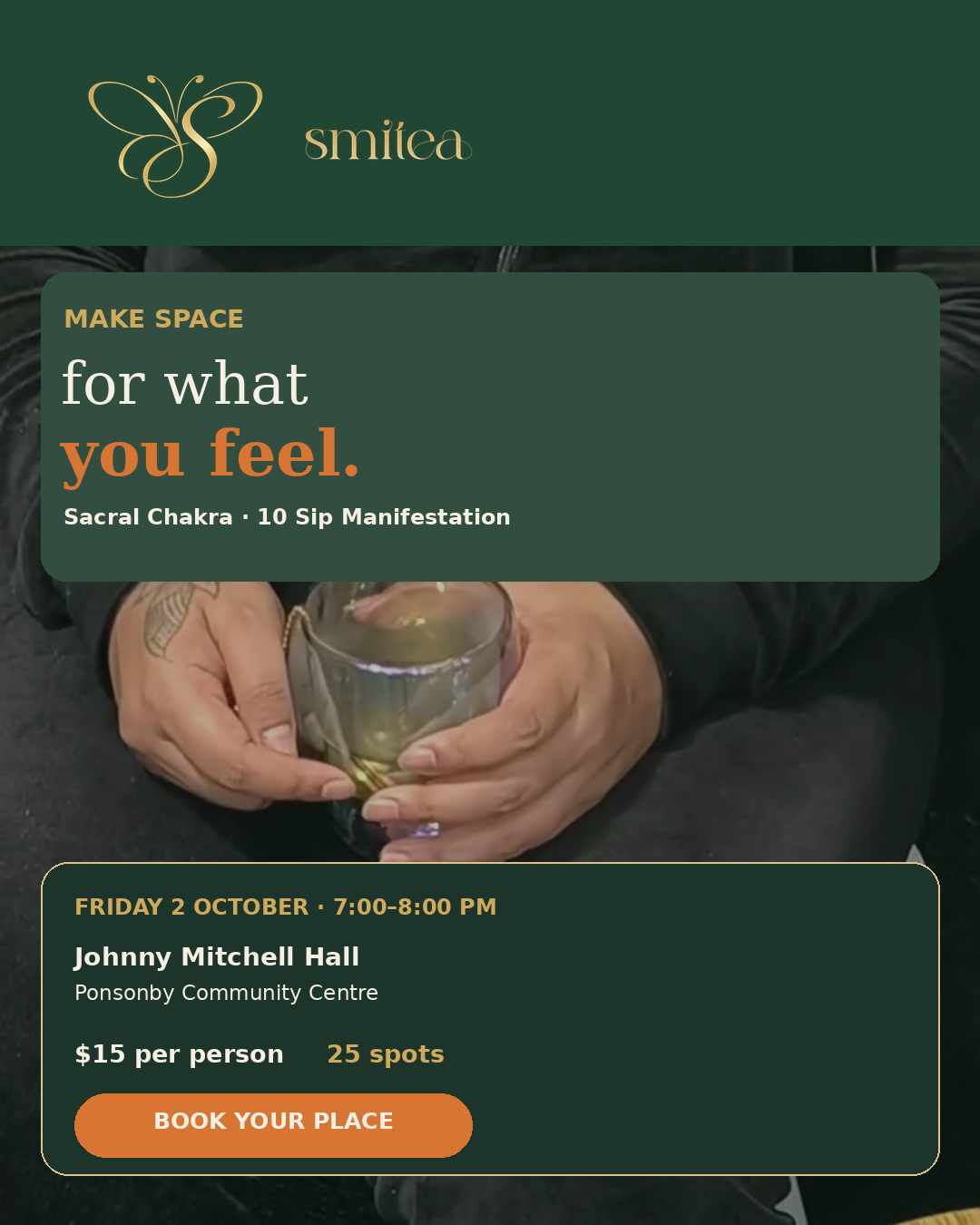 Smitea NZ Facebook ad: Sacral Chakra · 10 Sip Manifestation